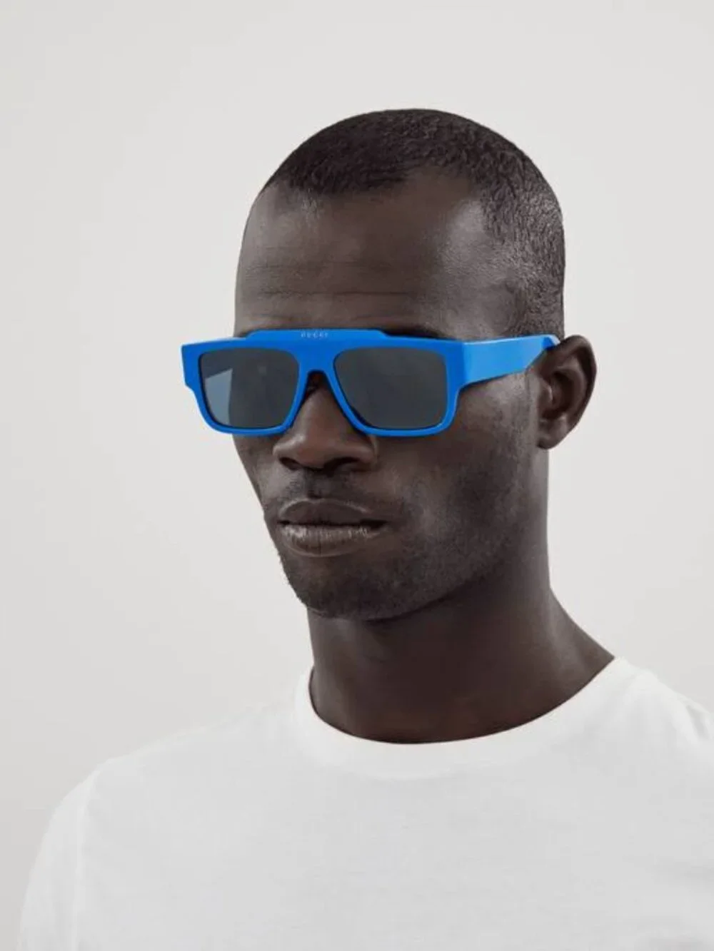 Gucci GG1460S 004 Square Sunglasses - Solid Azure\Blue Flash Mirror Silver